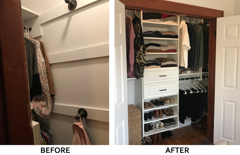 Before and after reach-in closet