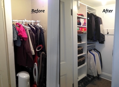 Before and after hall closet